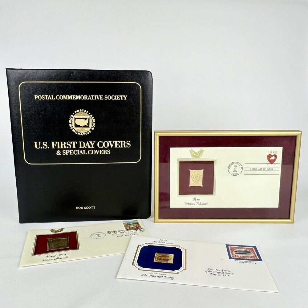 Postal Commemorative Society Binder 60 First Day Covers 3 Gold Stamp Replicas